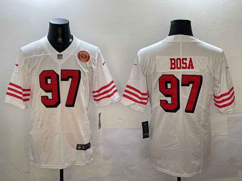 Men San Francisco 49ers #97 Bosa White Throwback 2024 Nike Limited NFL Jersey style 01045->san francisco 49ers->NFL Jersey